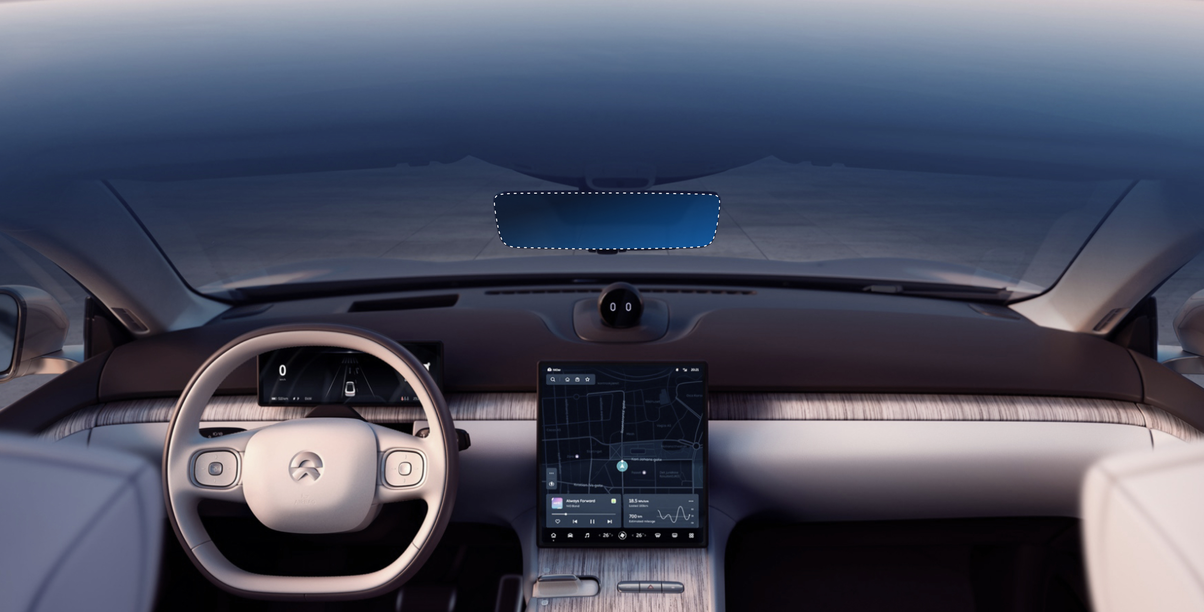 digital rearview mirror in NIO car